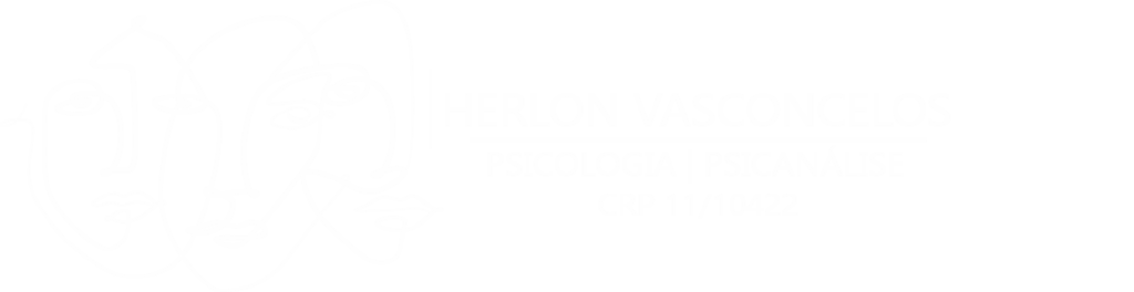 Ilustração com três rostos traçados em linhas finas e brancas, que se tocam suavemente. Ao lado, está escrito: Herlon Vasconcelos — psicólogo online e psicanalista.